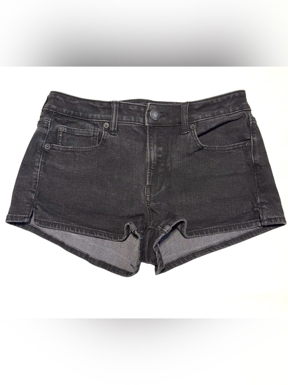 AMERICAN EAGLE Jean Shorts | Black Indie Y2K Grunge Festival Denim